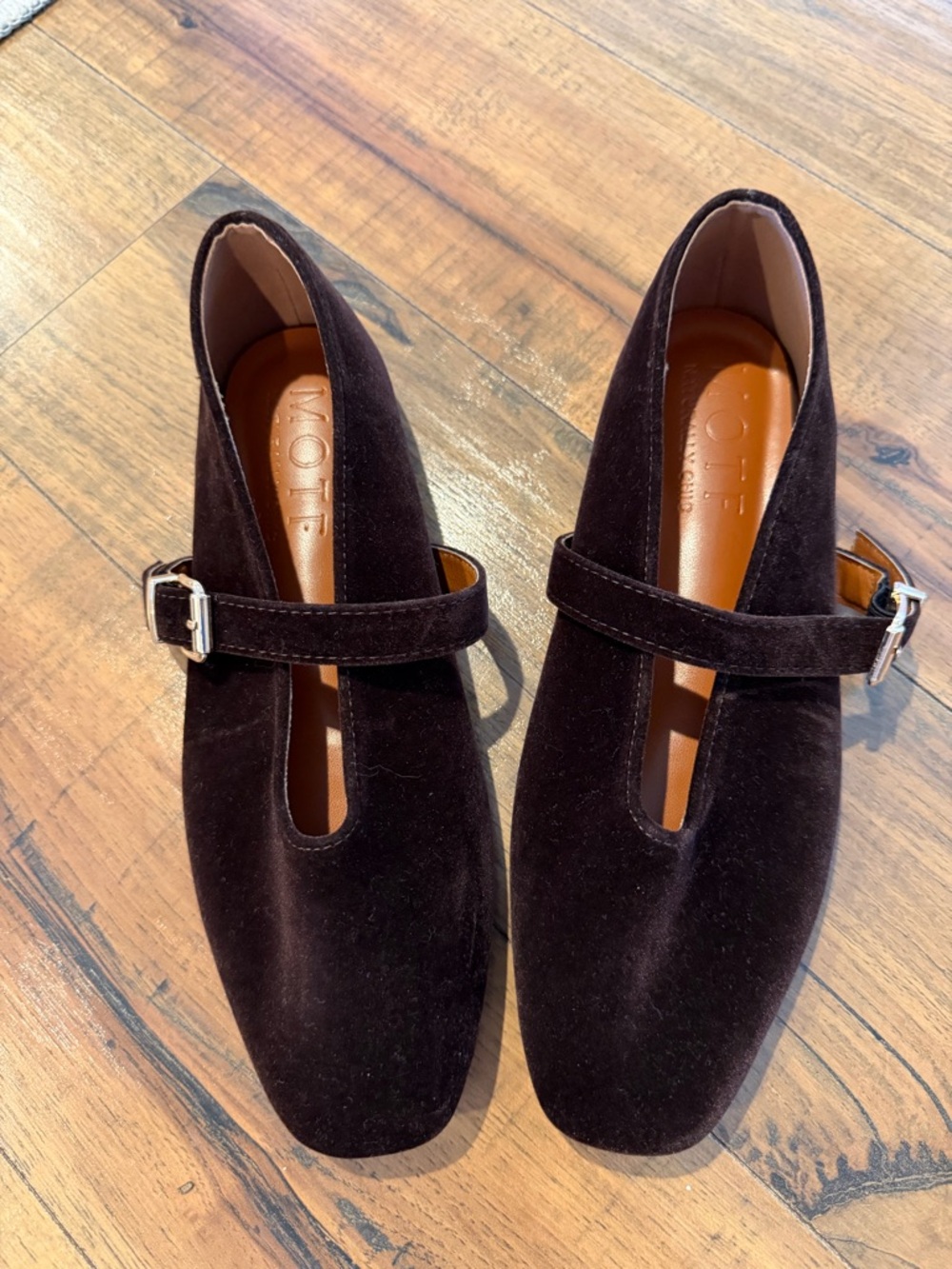 MOTF Chocolate Brown Suede Mary Jane Loafers